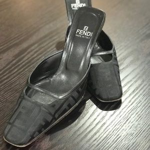 Fendi Vintage Zucca Mule Heel- Double F Monogram